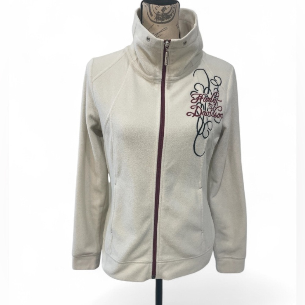 Harley-Davidson Women’s Cream Embroidered Fleece Jacket Size M